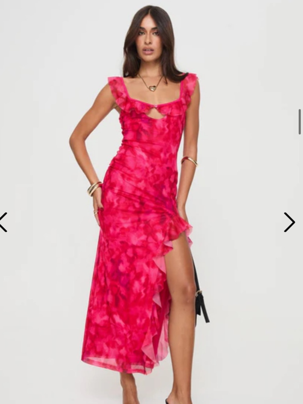 Princess Polly Hot Pink Ruffled High-Low Maxi Dress